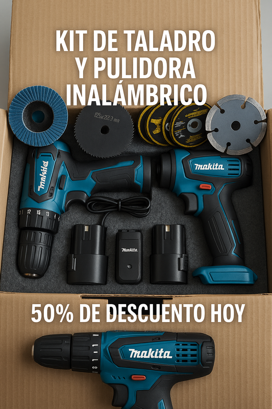 Kit Taladro y Pulidora inalámbricos | 50% DE DESCUENTO SÓLO HOY.